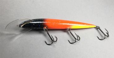 Karikko Wobbler, Länge: 18 cm, Farbe: Black-Head-Orange 042, schwimmend, von Suomen UistinThe Finnish Lure Company (Jarmo Rapala)